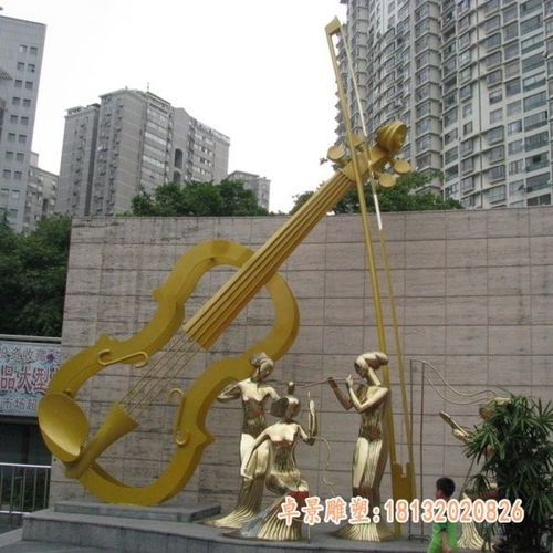 公园彩色不锈钢抽象大提琴人物雕塑 吕梁白钢雕塑提琴厂